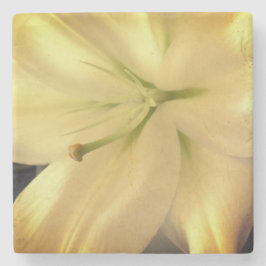 White Lillum Flower Photo Marble Stone Underlägg Sten