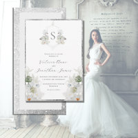 White Lilly Svan Monogram Vapensköld Elegant bröll