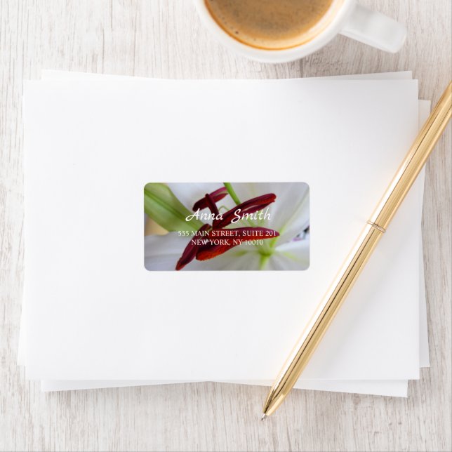 White Lily, blomma. Adressetikett (Insitu)