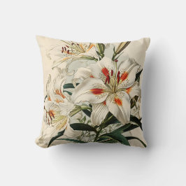 White Lily-blommans Vintage Kudde