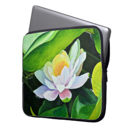 White Lily Blommigt Laptop Fodral