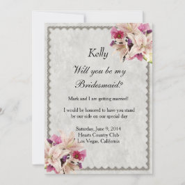 White Lily Blommigt Marble Bröllop Bridesmaid Card Inbjudningar