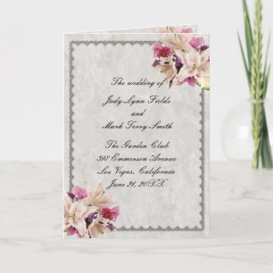 White Lily Blommigt Marble Bröllopsprogram Card Kort