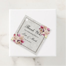 White Lily Blommigt Marble WedFavor Märkre Gåvor Etiketter