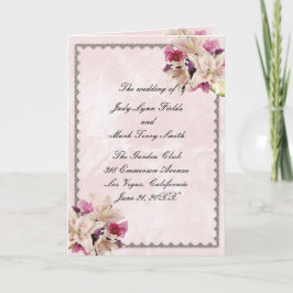 White Lily Blommigt Rosa Marble Bröllopsprogram Ca Kort