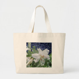 White Lily Blommigt Tote Bag Jumbo Tygkasse