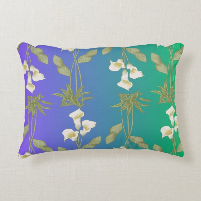 White Lily-blommönster Prydnadskudde (Framsidan)