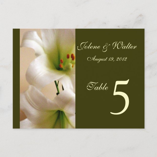 White Lily Bordsnummer Card (Framsida)