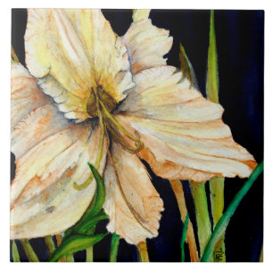 White Lily Ceramic Tile Kakelplatta