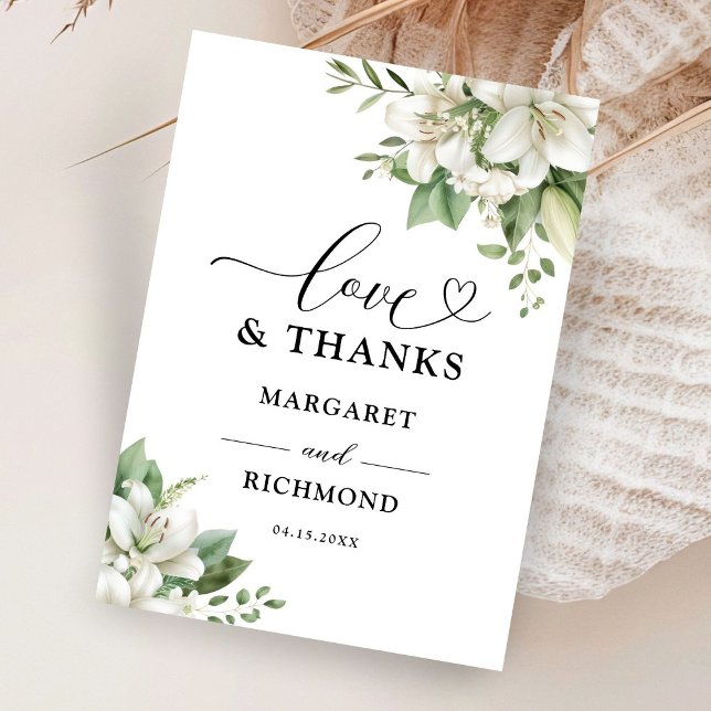 White Lily Elegant Blommigt Bröllop Tack (Skapare uppladdad)