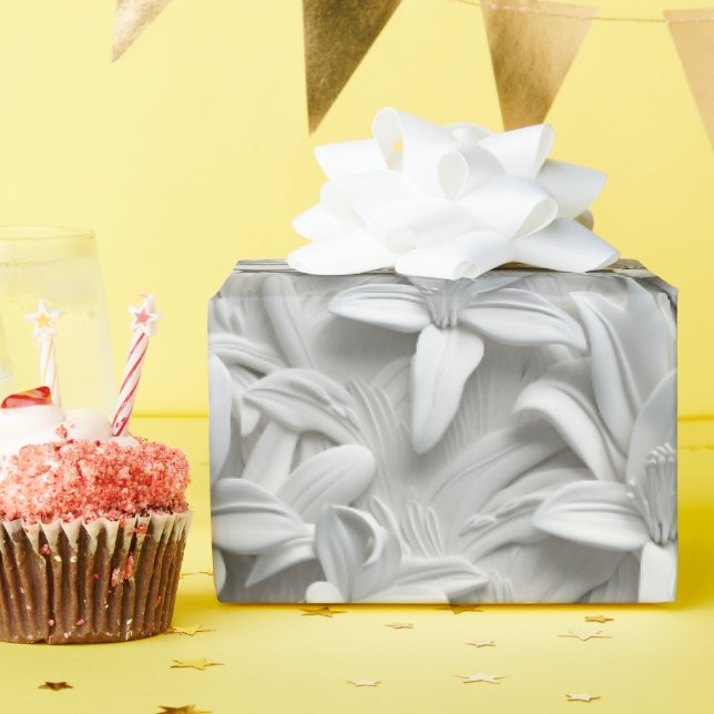 White Lily Flower Seamless Mönster Presentpapper (Födelsedagsfest)