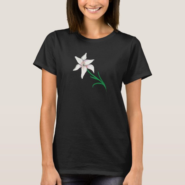 White Lily Flower T Shirt (Framsida)