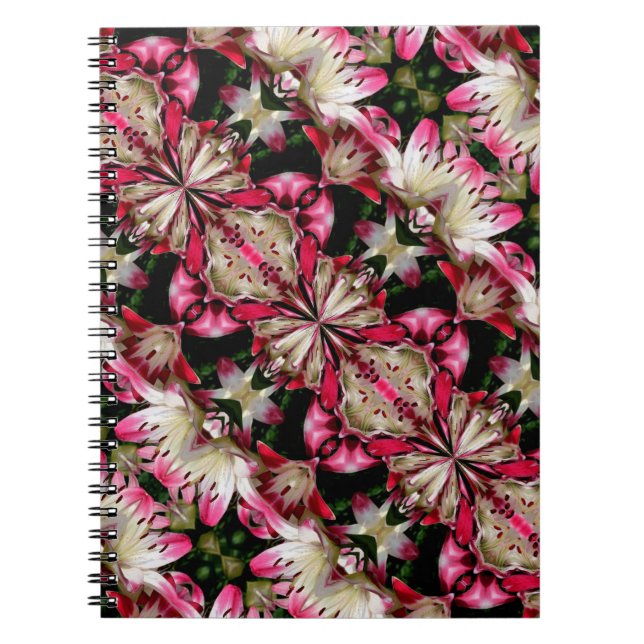 White Lily Flowers Abstrakt Art-anteckningsbok Anteckningsbok Med Spiral (Framsidan)