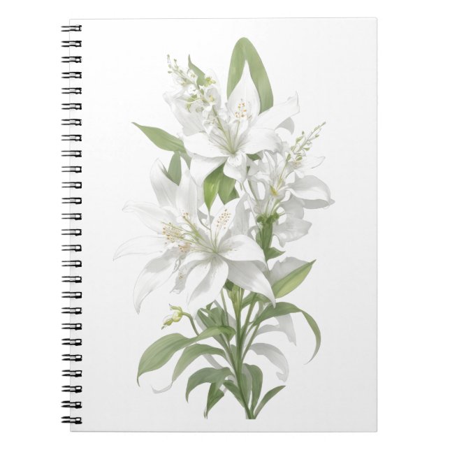 White Lily Flowers Anteckningsbok (Framsidan)
