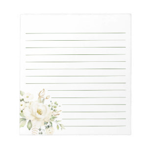 White Lily Flowers Blommigt Peony Feminine Lining Anteckningsblock