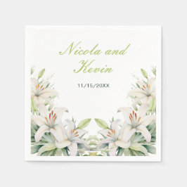 White Lily Flowers Bröllop Pappersservett