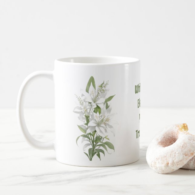 White Lily Flowers Kaffemugg (Med munk)