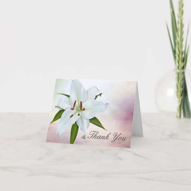 White Lily Funeral Tack Cards Kort (Framsida)