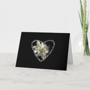 White Lily Heart Valentine Kärlek Romantik Card Helgkort