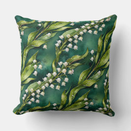 White Lily of the Valley on Teal Kudde
