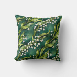 White Lily of the Valley on Teal Kudde