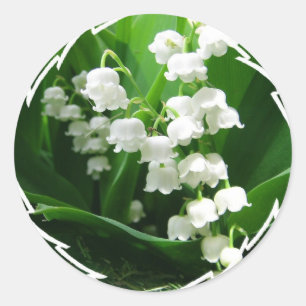 White Lily of the Valley Stickers Runt Klistermärke