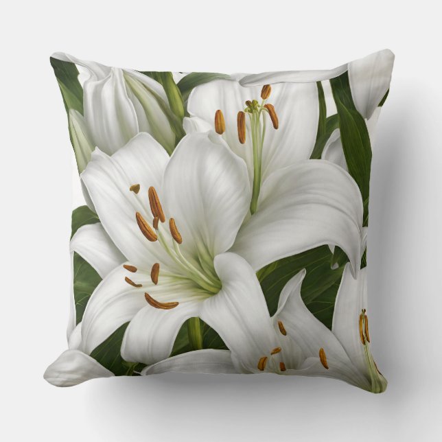 White Lily Pillow Kudde (Framsida)