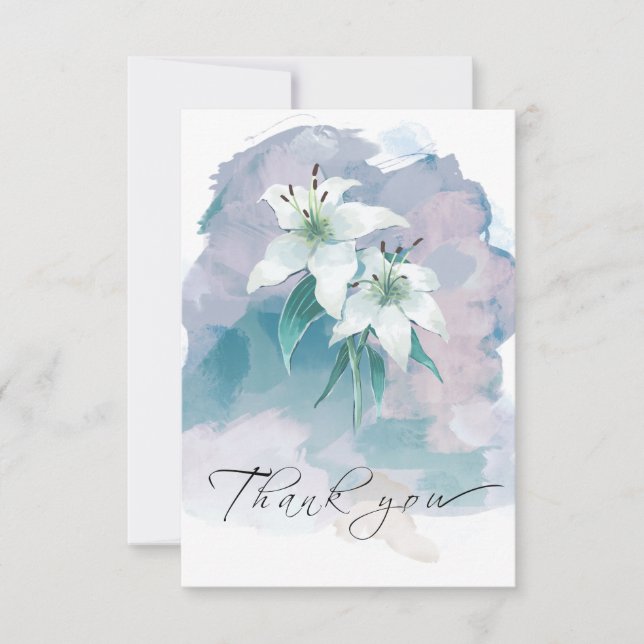 White Lily-tackkort - Blommigt av Elegant Tack Kort (Framsida)