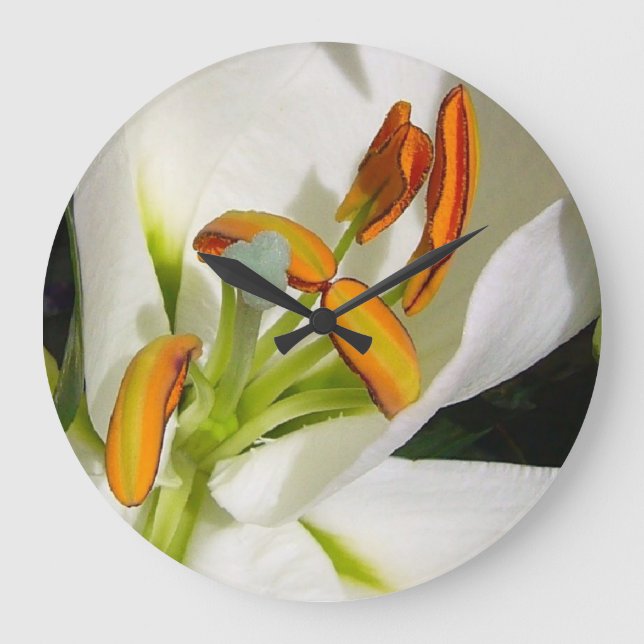 White Lily Wall Clock Stor Klocka (Framsida)