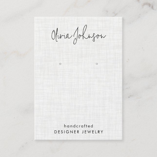 White Linen Mönster Jewelry Earring Visning Visitkort (Framsida)