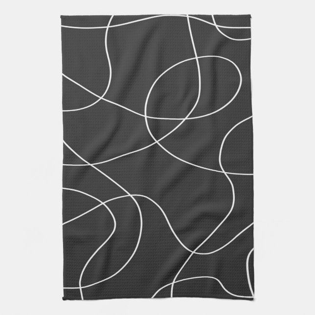 White Linjer på Black Kökshandduk (Vertikal)