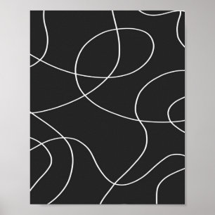 White Linjer på Black Poster