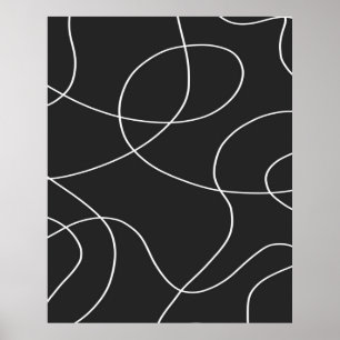 White Linjer på Black Poster