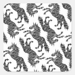 White Linjer Unicorn Fyrkantigt Klistermärke