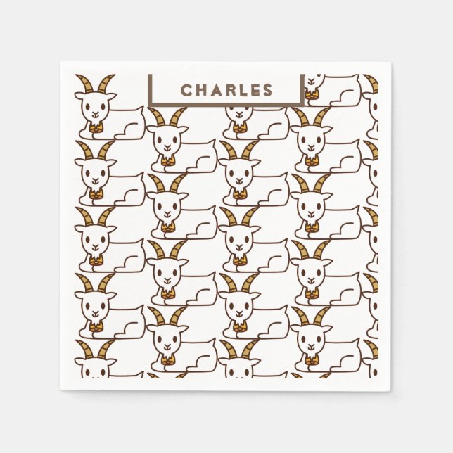 White Little Goat Personlig Pappersservett (Framsidan)