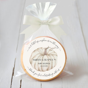 White Little Pumpkin Baby Shower Tack Runt Klistermärke