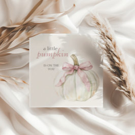 White Little Pumpkin Rosa Bow Girl Baby Shower Pappersservett