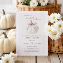 White Little Pumpkin Rosa Polka dots Baby Shower