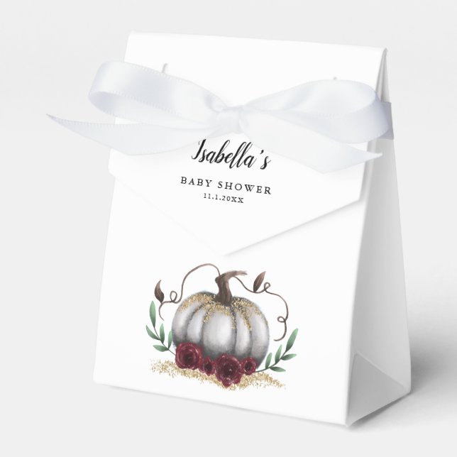 White Little Pumpkin Theme Baby Shower Presentaskar (Framsidan Sidan)