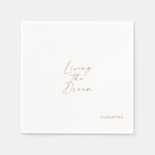 White Living of Dream Guld Typography Anpassningsb Pappersservett