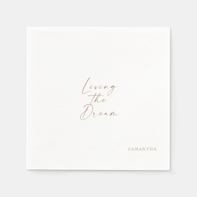 White Living of Dream Guld Typography Anpassningsb Pappersservett (Framsidan)