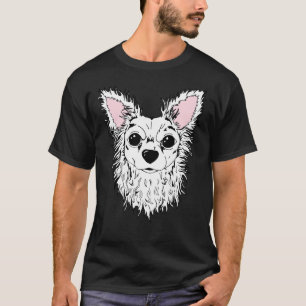 White Long Hved Chihuahua Porträtt Chewy T Shirt