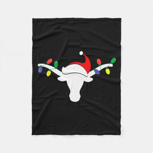 White Longhorn Christmas Lights Santa Hat Horn Ant Fleecefilt (Framsidan)