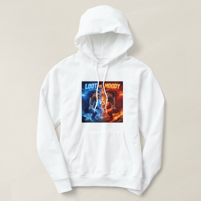 White Loot Vs Moody Hoodie For Men (Design framsida)