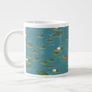 White Lotus Alligator Vatten Mönster Jumbo Mugg