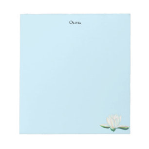 White Lotus Flower Illustration Anteckningsblock
