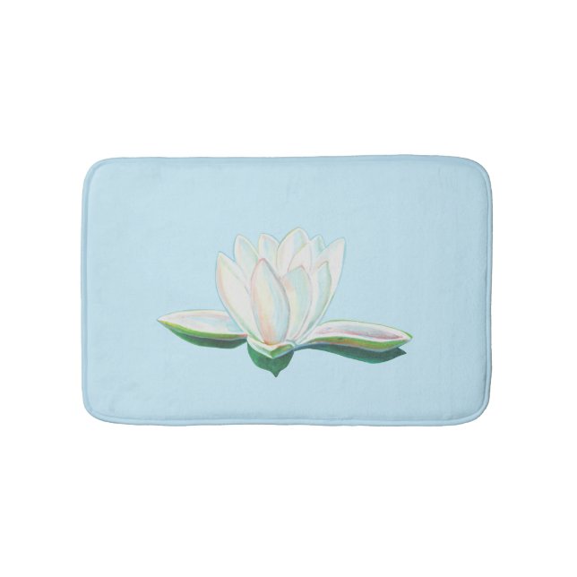 White Lotus Flower Illustration Light Blue Badrumsmatta (Framsidan)