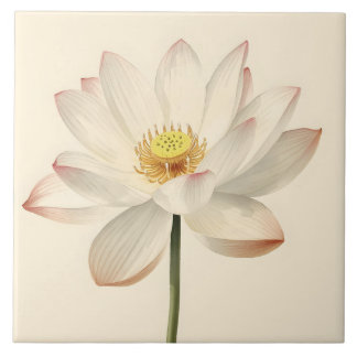 White Lotus Flower Kakelplatta