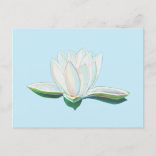 White Lotus Flower Luminous Vykort
