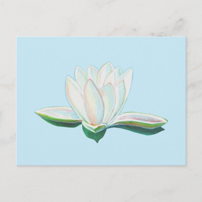 White Lotus Flower Luminous Vykort (Framsida)